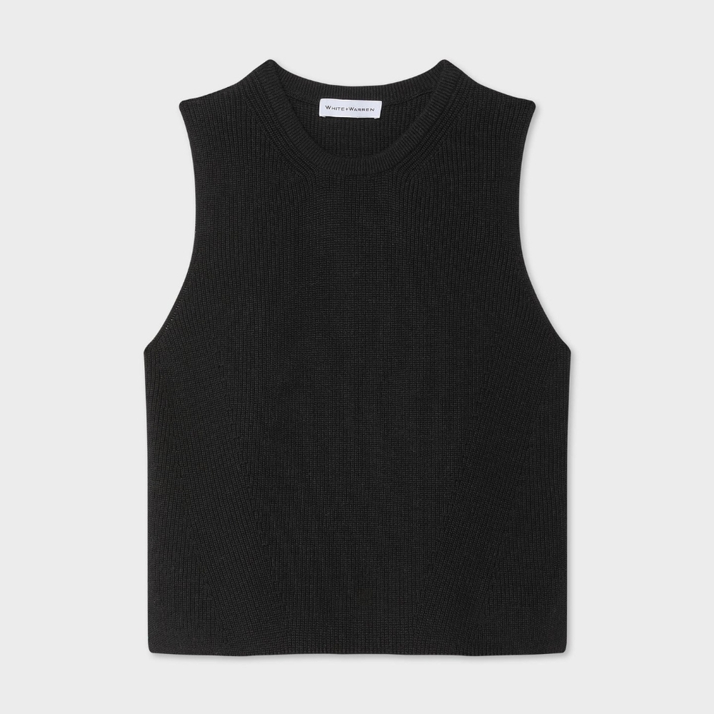 White + Warren Organic Cotton Shell Tank Black